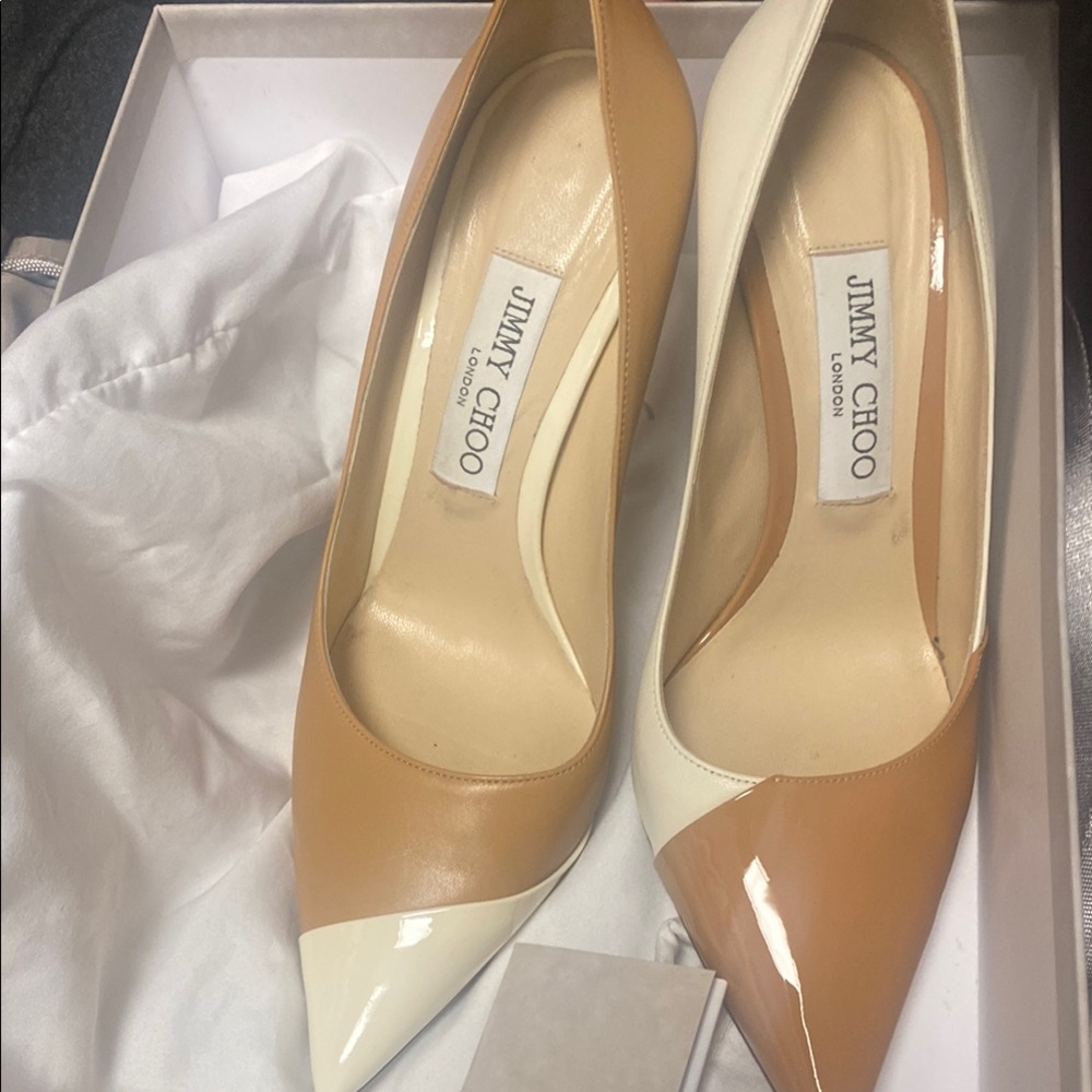 Jimmy Choo Tan and Cream High Heels